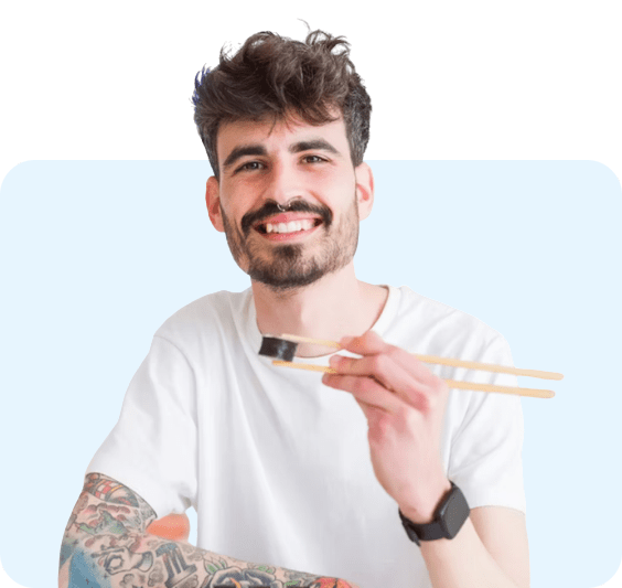 Man eating sushi